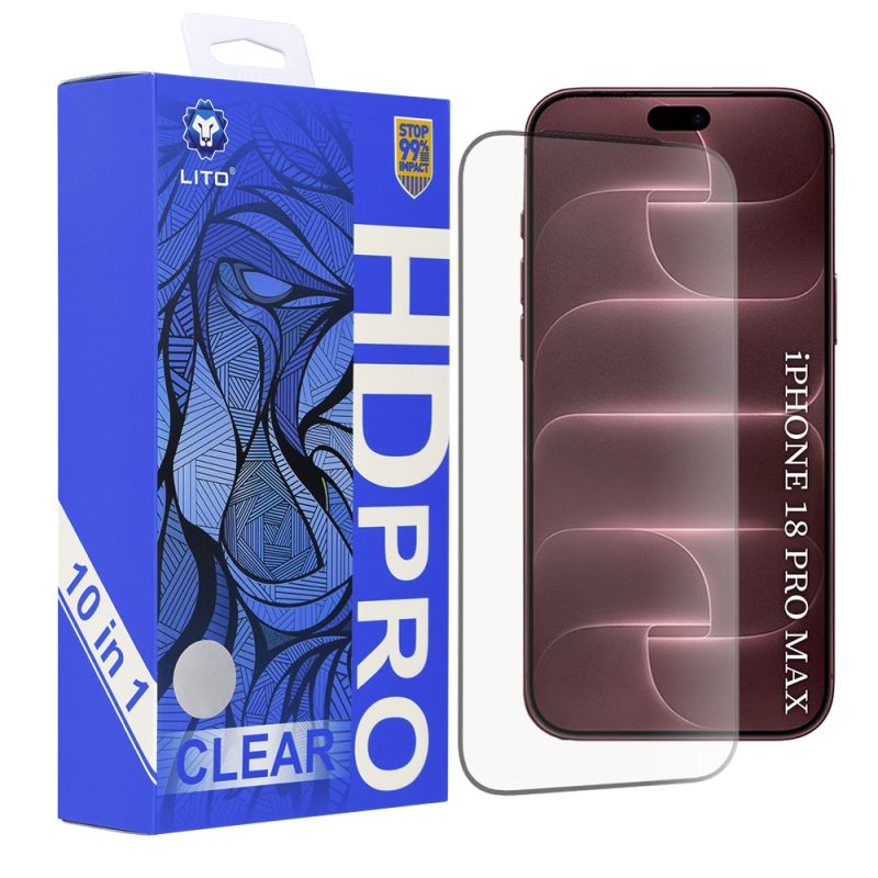 Folie pentru iPhone 18 Pro Max / iPhone 17 Pro Max (set 10) - Lito HD Pro Clear - Black