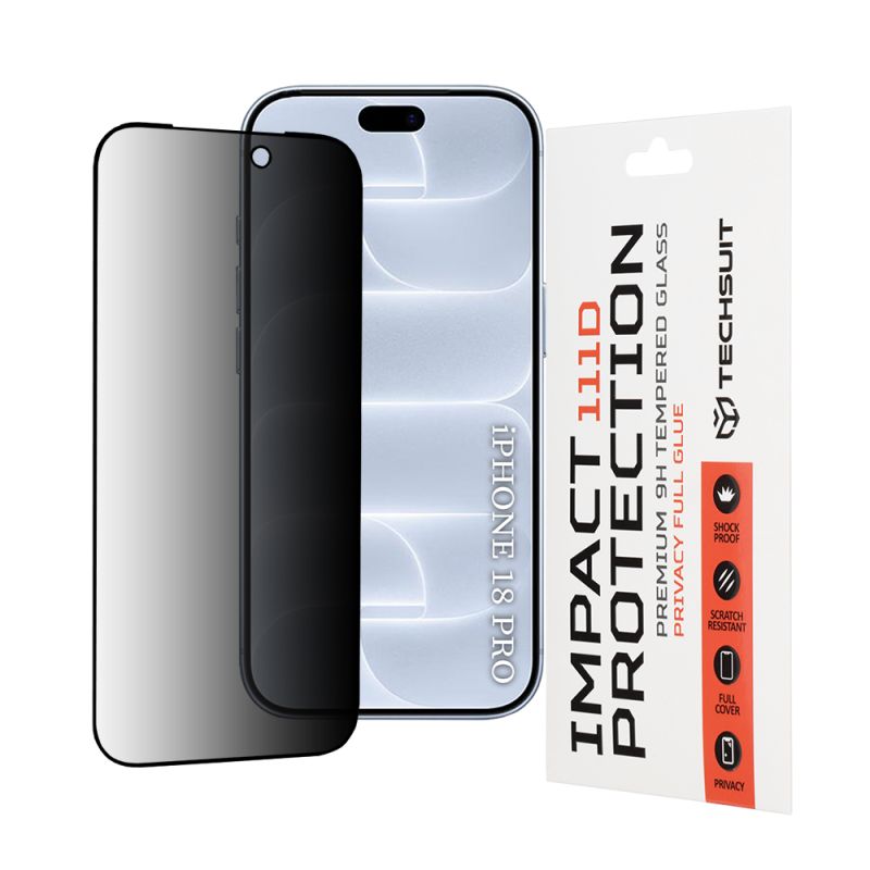 Folie pentru iPhone 18 Pro - Techsuit 111D Privacy Full Glue - Black