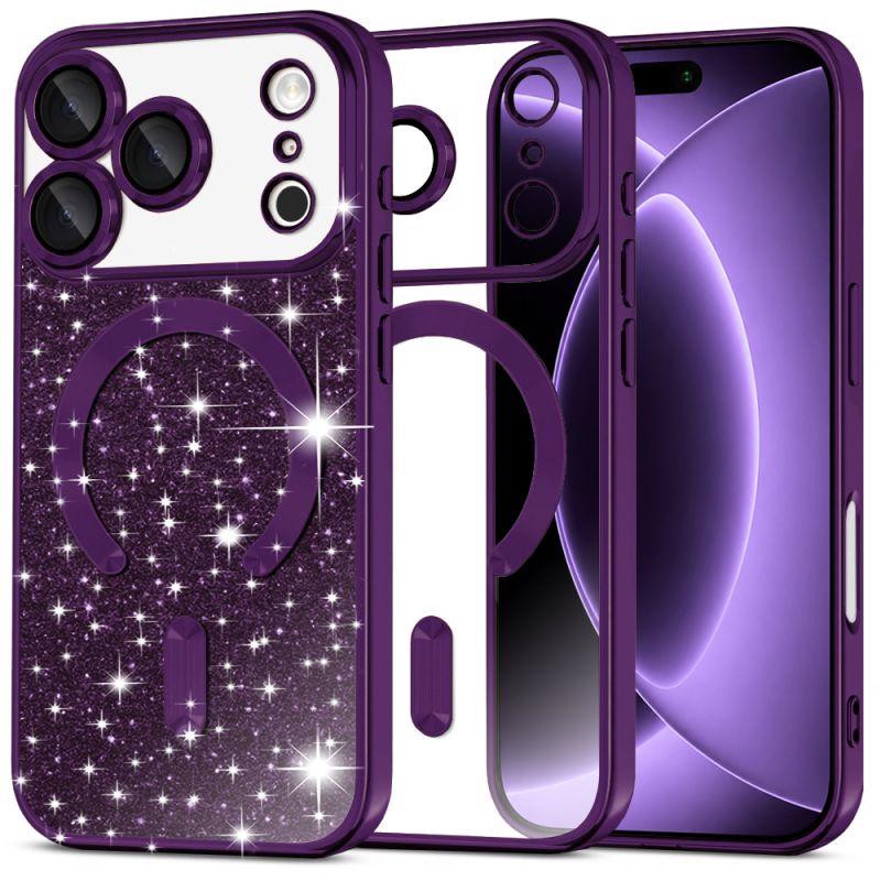 Husa pentru iPhone 18 Pro / iPhone 17 Pro - Techsuit Luxury Glitter MagSafe - Deep Purple