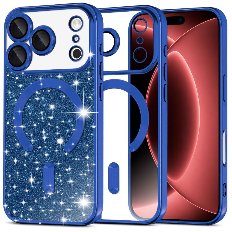 Husa pentru iPhone 18 Pro Max / iPhone 17 Pro Max - Techsuit Luxury Glitter MagSafe - Deep Blue