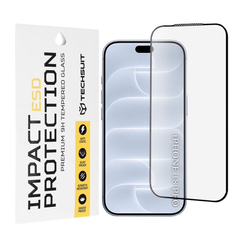 Folie pentru iPhone 18 Pro - Techsuit ESD Glass - Black