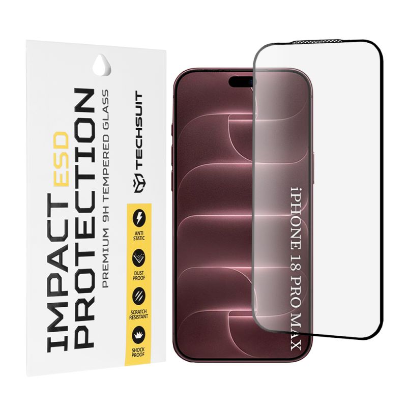Folie pentru iPhone 18 Pro Max - Techsuit ESD Glass - Black
