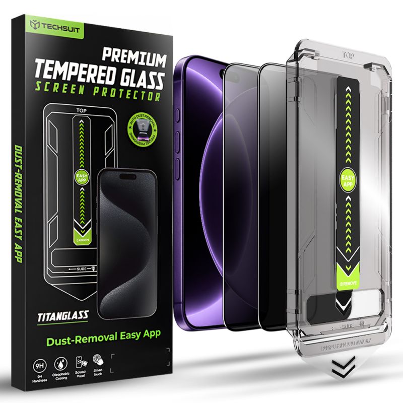 Folie pentru iPhone 18 Pro (set 2) - Techsuit TitanGlass FullCover - Privacy
