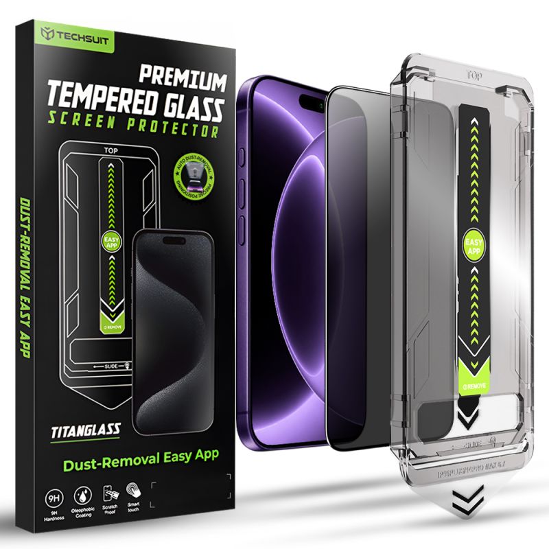 Folie pentru iPhone 18 Pro - Techsuit TitanGlass FullCover - Privacy