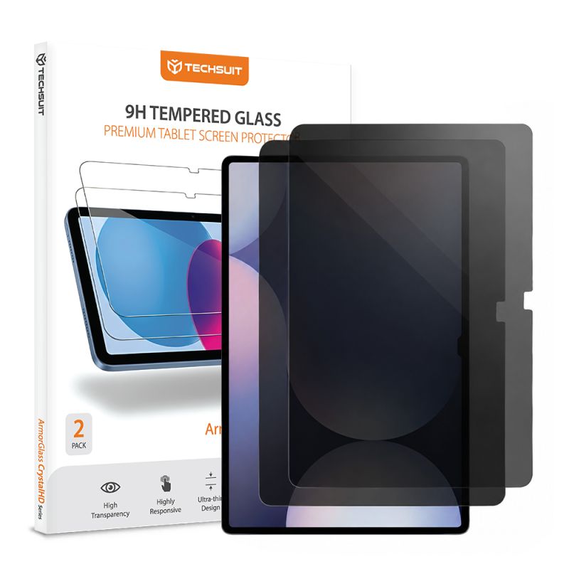 Folie pentru Samsung Galaxy Tab S9 Plus / S9 FE Plus / S10 Plus (set 2) - Techsuit ArmorGlass CrystalHD - Privacy