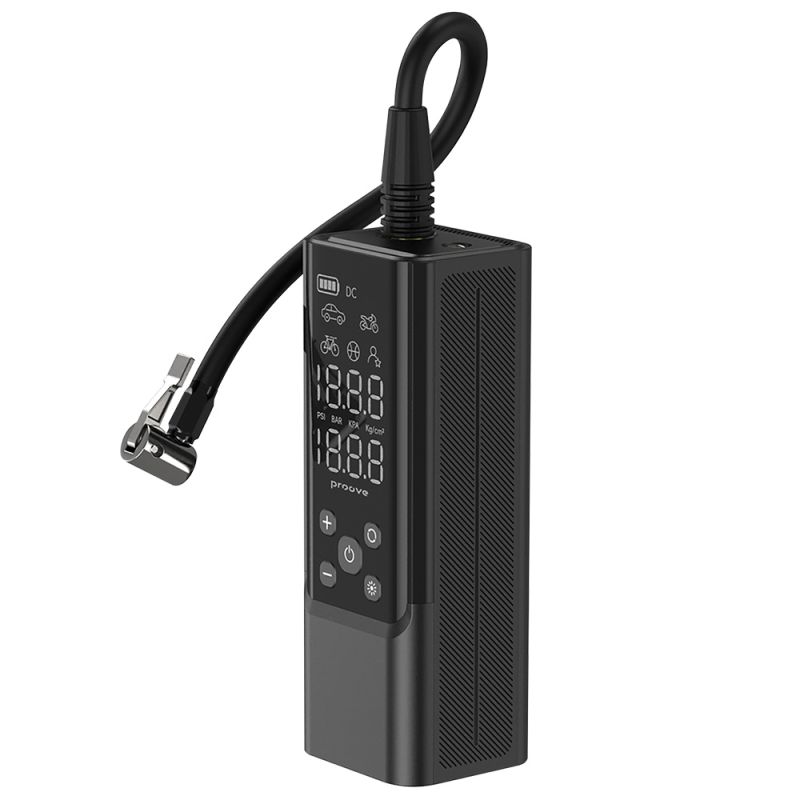 Compresor pentru Umflare Roti Masina, cu Display, Lanterna, 120W - Proove Assistant Pro (PPAP80010901) - Black
