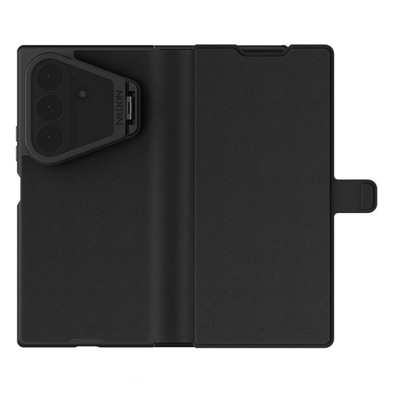 Husa pentru Samsung Galaxy Z Fold8 Ultra - Nillkin Qin Prop Silicone Leather Case (with Transparent Black Lens Cover) - Black
