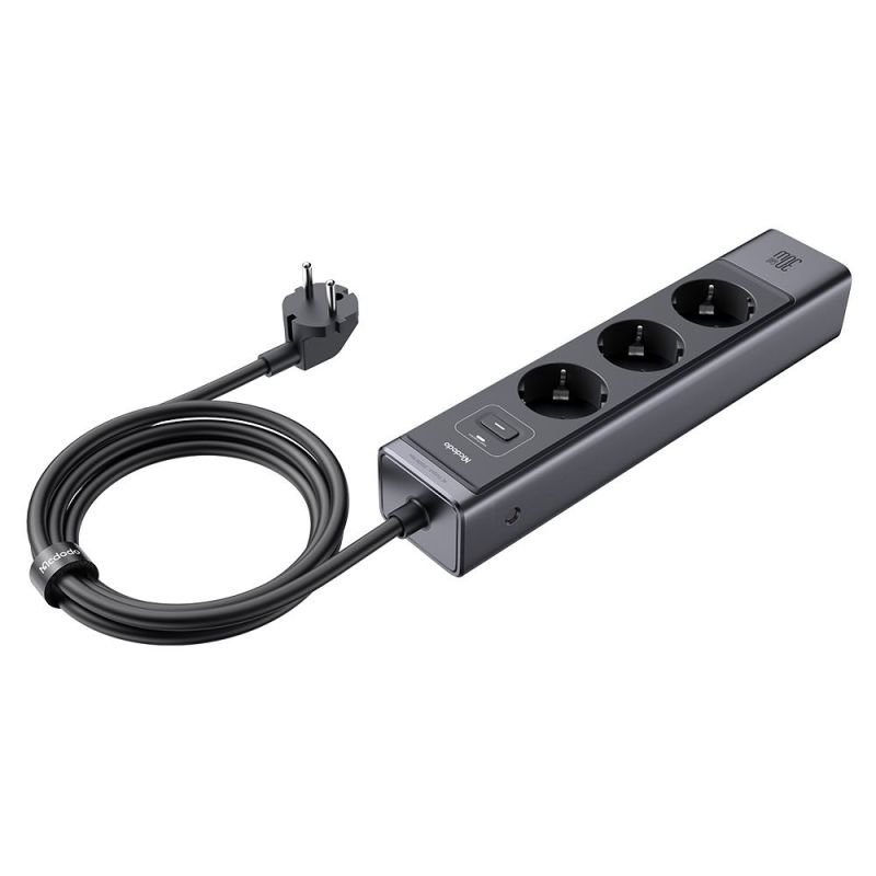 Prelungitor pentru Priza 3x Schuko, 2x Type-C, 1x USB, 30W - Mcdodo Super Super Cube Series (CH-0620) - Black