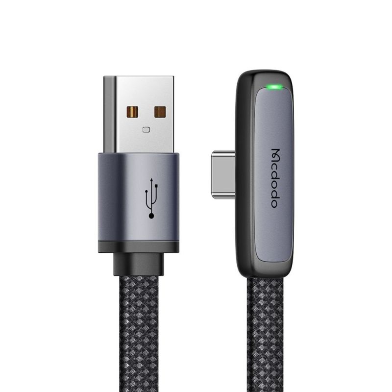 Cablu Type-C la USB-A, Design 90°, 100W, Indicator LED, 1.2m - Mcdodo (CA-3340) - Black