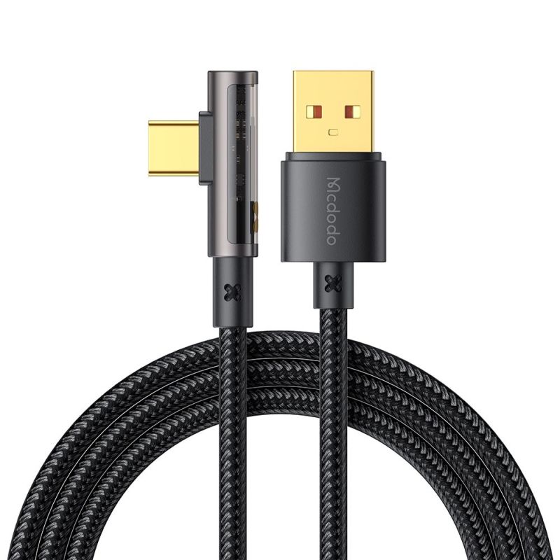 Cablu, USB-C la USB-A, Design 90°, 6A, Transparent, 1.2m - Mcdodo (CA-3380) - Black