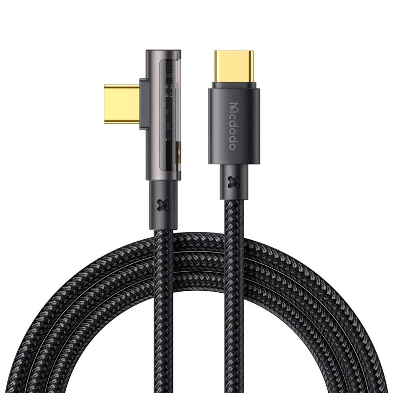 Cablu, USB-C la USB-C, Design 90°, 100W, Transparent, 5A, 1.2m - Mcdodo (CA-3400) - Black