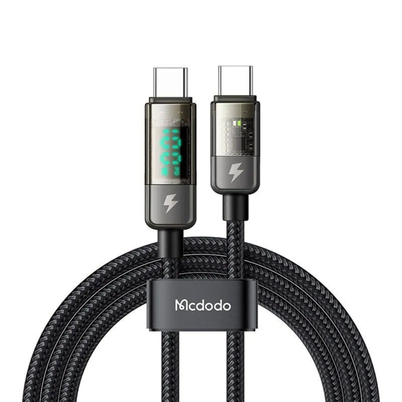 Cablu USB-C la USB-C, 100W, Display Digital, Oprire Automata, Design Transparent, 1.2m - Mcdodo (CA-3610) - Black