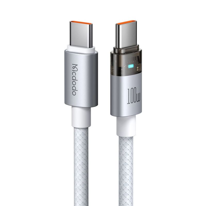 Cablu, USB-C la USB-C, Transparent, 100W, 1.2m - Mcdodo (CA-5582) - White