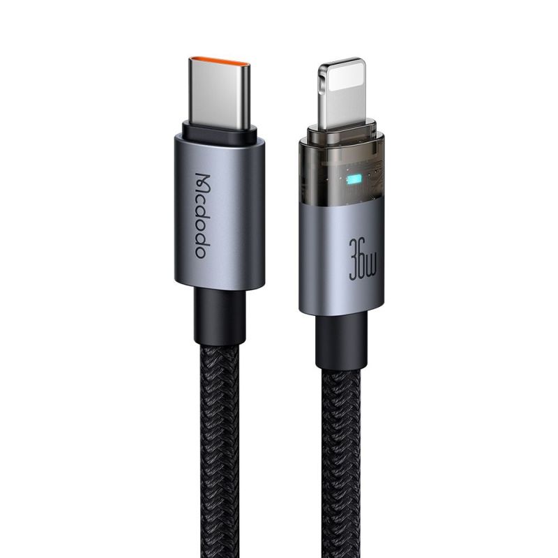 Cablu, USB-C la Lightning, Transparent, 36W, 1.2m - Mcdodo (CA-6940) - Black