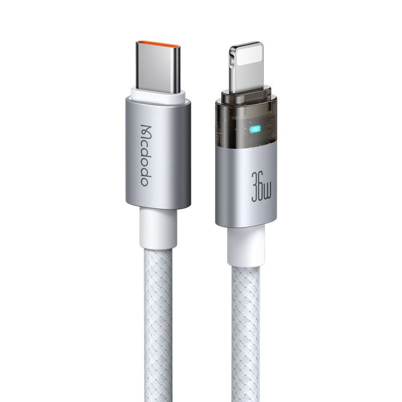 Cablu, USB-C la Lightning, Transparent, 36W, 1.2m - Mcdodo (CA-6942) - White