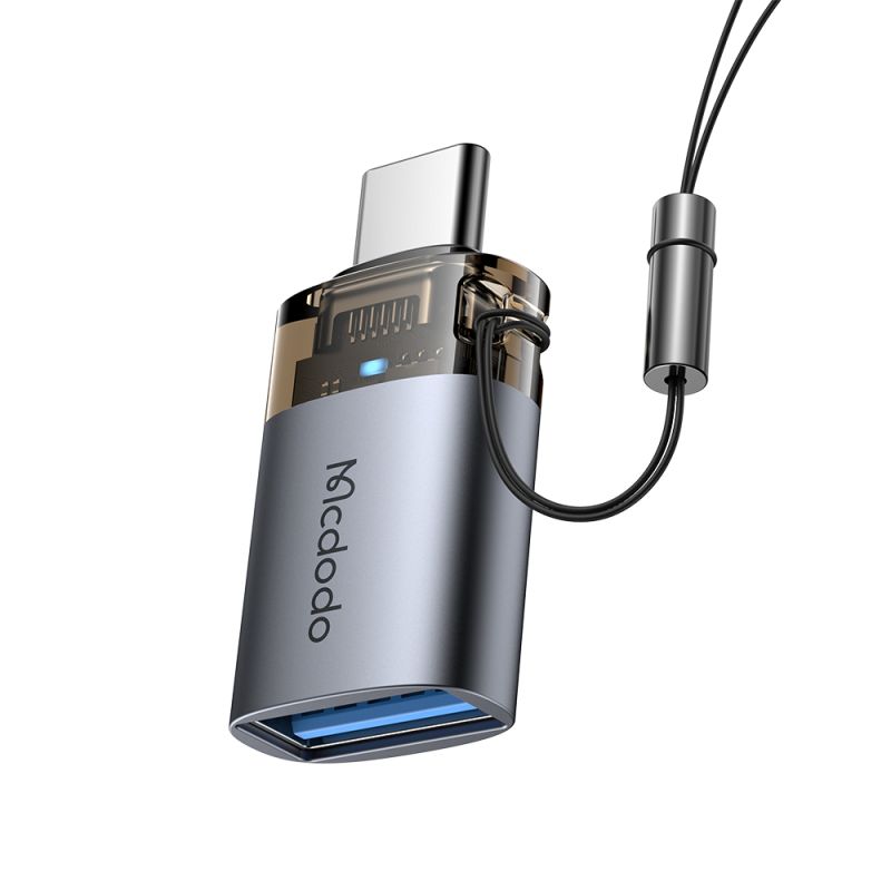 Adaptor USB-A la USB-C, cu Functia OTG, Lanyard - Mcdodo (OT-7400) - Black