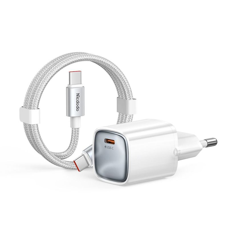 Incarcator pentru Priza, 65W, USB-C, cu Cablu Type-C Inclus 1.2m - Mcdodo Nano Series (CH-8263) - White
