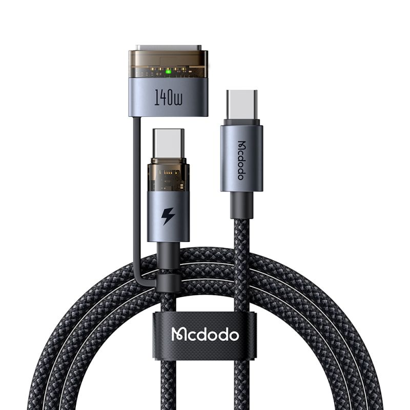 Cablu, USB-C la USB-C + MagSafe 3, 240W, Indicator LED, 2m - Mcdodo (CA-8860) - Black