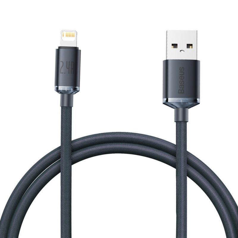 Cablu de Date USB la Lightning 2.4A, 1.2m - Baseus Crystal Shine (CAJY000001) - Black