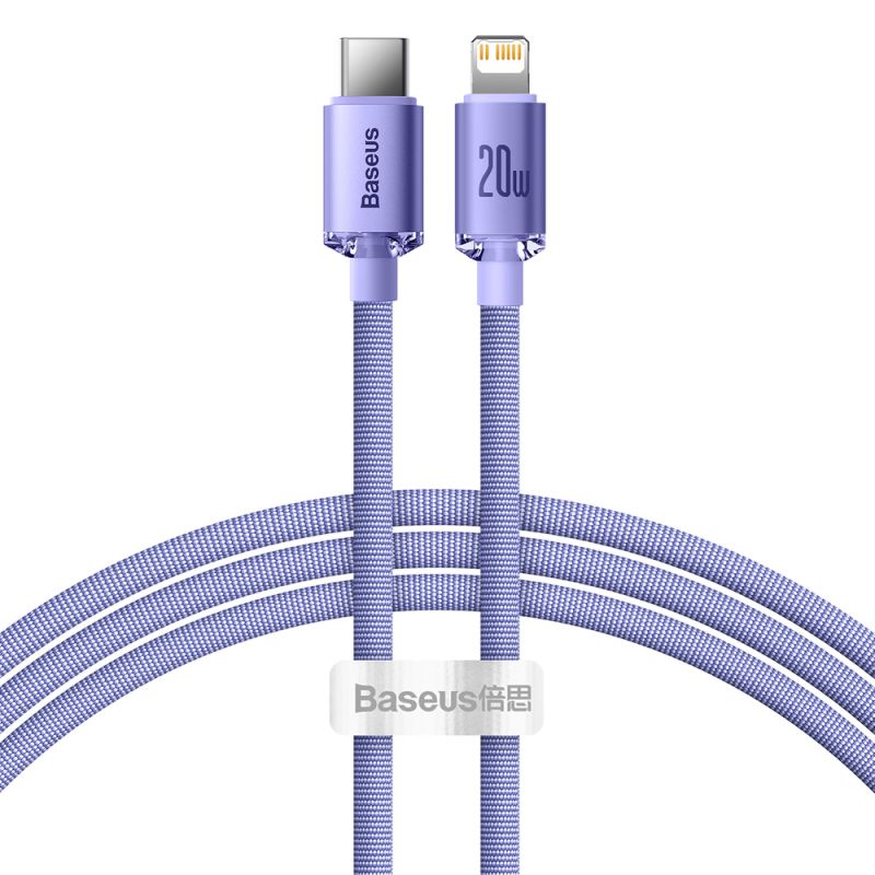 Cablu de Date Type-C la Lightning 20W, 1.2m - Baseus Crystal Shine (CAJY000205) - Purple