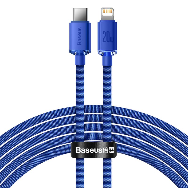 Cablu de Date Type-C la Lightning 20W, 2m - Baseus Crystal Shine (CAJY000303) - Blue