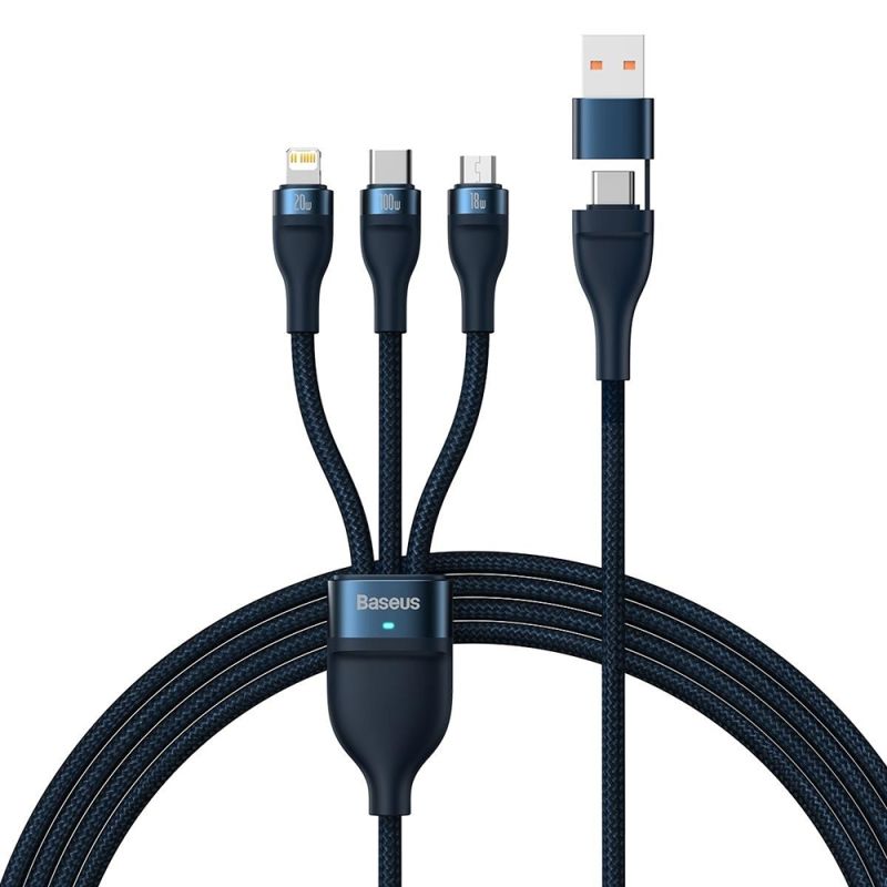 Cablu de Date cu Adaptor USB, Type-C, 100W, 1.2m - Baseus Flash Series 2 (CASS030103) - Blue