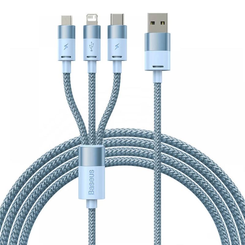 Cablu de Date USB la Lightning, Micro-USB, USB-C, 20W, 5V/3.5A, 1.2m - Baseus StarSpeed (CAXS000017) - Blue
