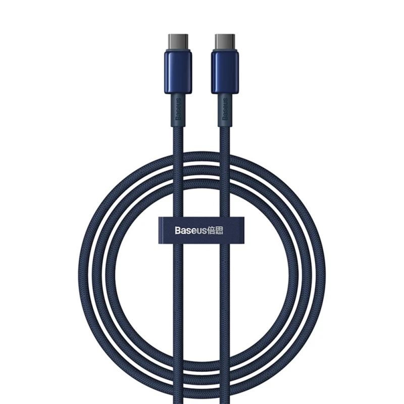 Cablu Type-C la Type-C, Super Fast Charge, 100W, 480Mbps, 2m - Baseus Tungsten Gold (P10319800321-04) - Navy Blue