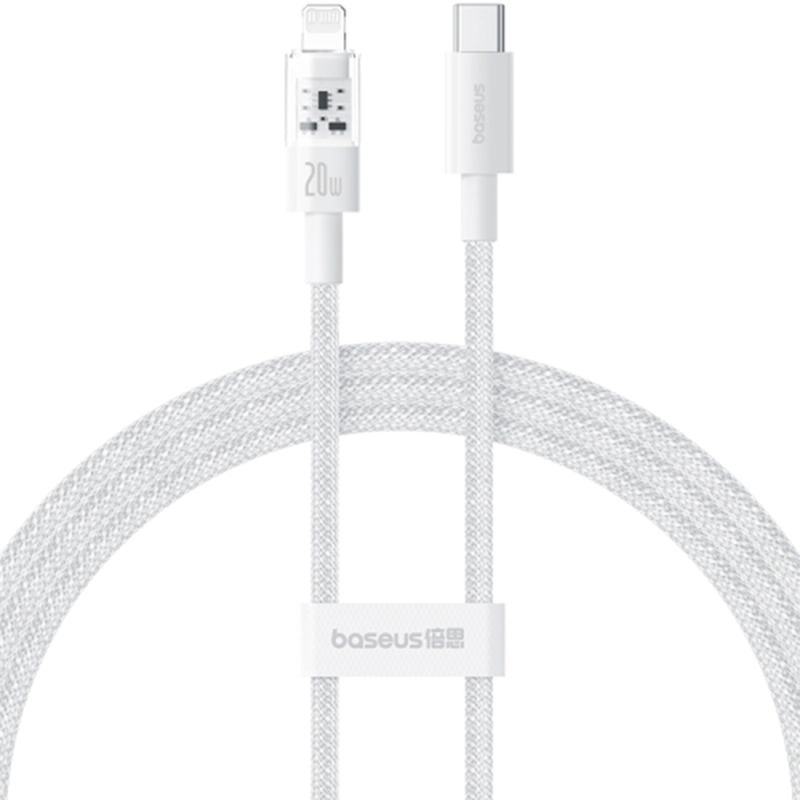 Cablu USB-C la Lightning, Fast Charging 20W, 2m - Baseus Gem (P10373001211-01) - Moon White