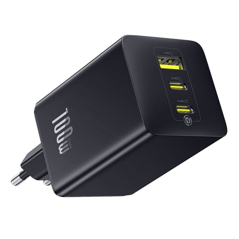 Incarcator de Perete, 2x Type-C, 1x USB, 100W, Fast Charger - Baseus EnerFill FE11 (P10182102123-00) - Cosmic Black