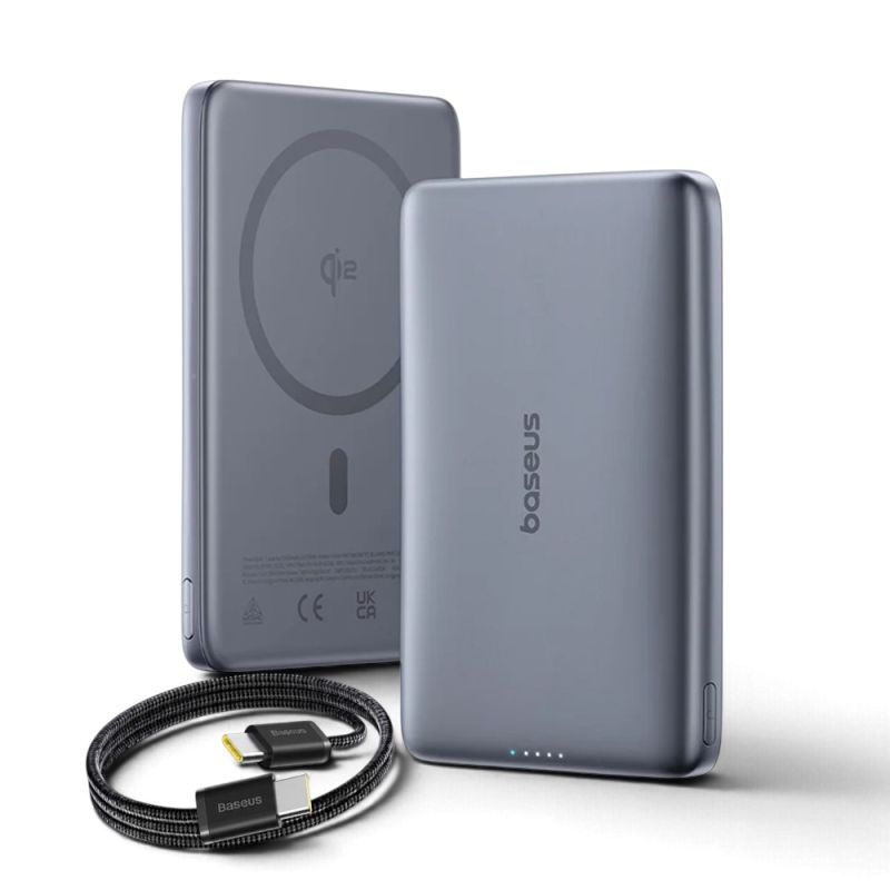 Acumulator Extern Qi2, Type-C, 27W, 10000mAh + Cablu USB-C - Baseus PicoGo AM41 (E0027200) - Space Grey