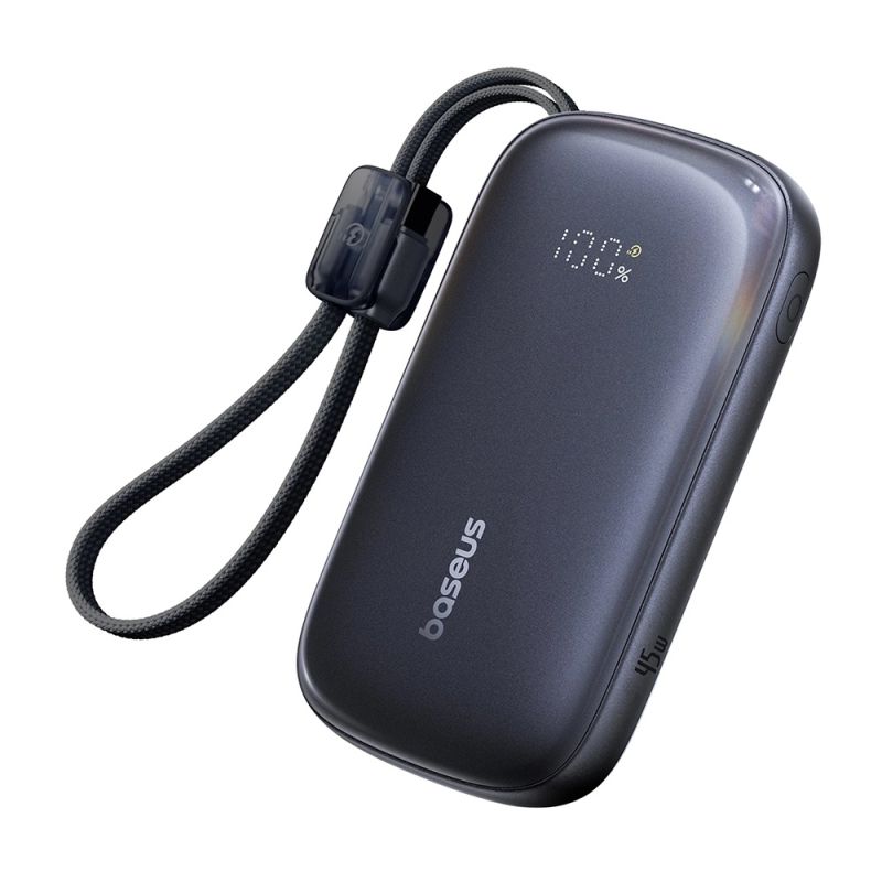 Power Bank, Cablu Detasabil, 10000mAh, 45W, Digital Display, USB, USB-C - Baseus EnerFill FC21 Qpow 3 Ultra (E0027Q00) - Cosmic Black