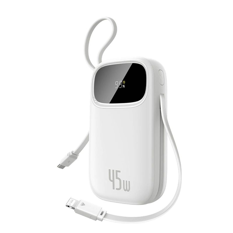 Power Bank, USB-C/Lightning Cabluri, 20000mAh, 45W, Digital Display - Baseus EnerFill FC31 Qpow 3 (E0028D01) - Moon White