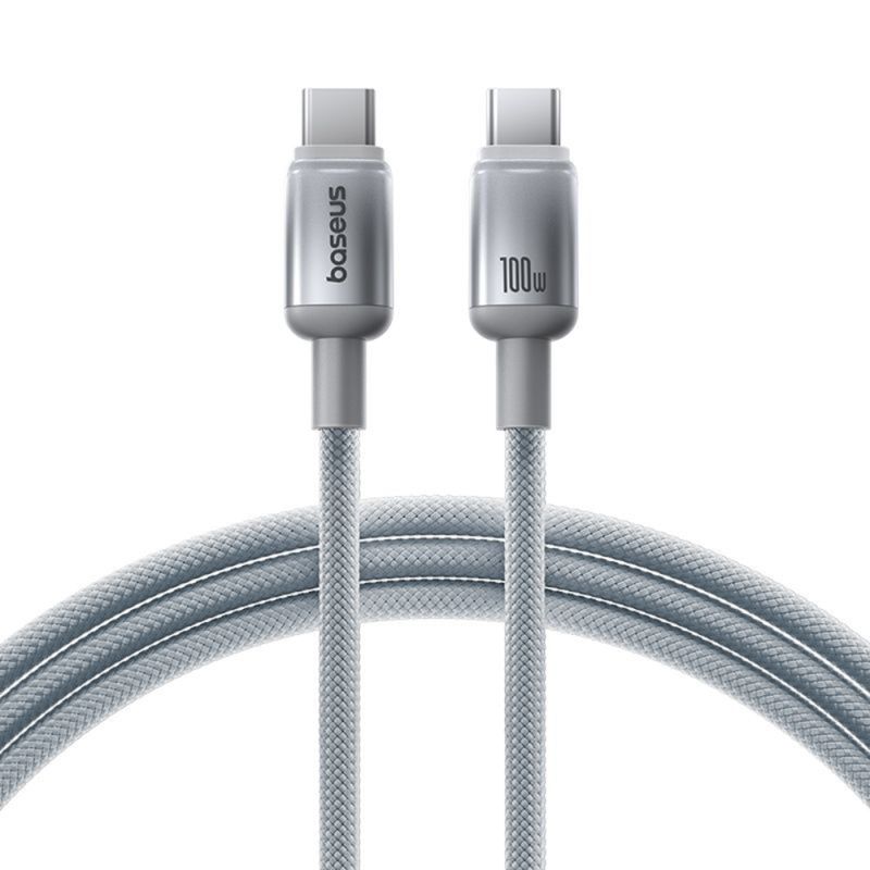 Cablu de Date, USB-C la USB-C, 100W, 1m - Baseus Discolor (E0420702) - Silver