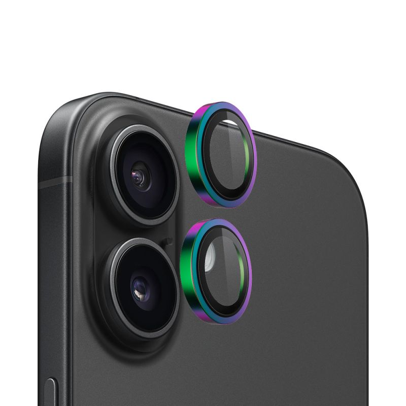 Folie pentru iPhone 16 / iPhone 16 Plus - Blueo Original Metal Frame Lens Protector - Colorful