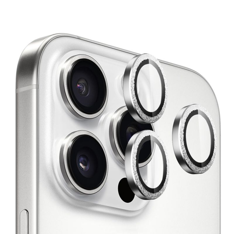Folie pentru iPhone 16 Pro / iPhone 16 Pro Max - Blueo Diamond Lens Glass - Silver Diamond