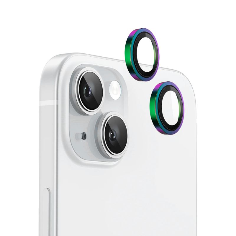 Folie pentru iPhone 15 / iPhone 15 Plus - Blueo Original Metal Frame Lens Protector - Colorful
