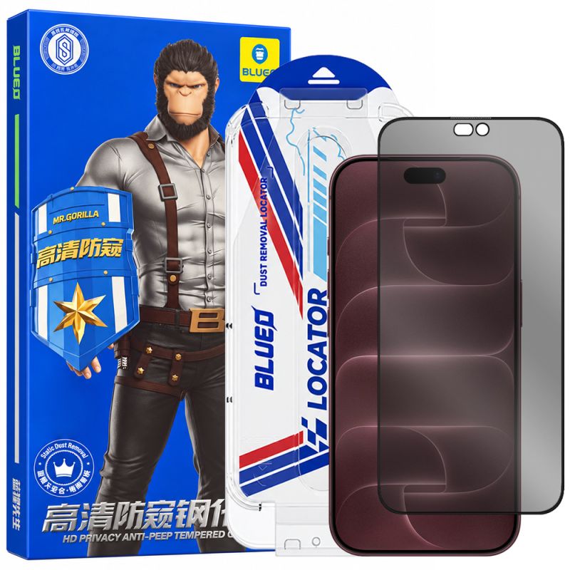 Folie pentru iPhone 18 Pro Max cu Aplicator Pro - Blueo Anti-Peep Privacy Glass - Black