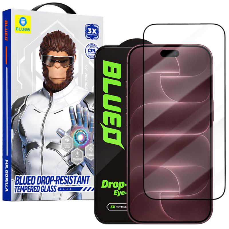 Folie pentru iPhone 18 Pro Max / iPhone 17 Pro Max / iPhone 16 Pro Max - Blueo Drop-Resistant - Black