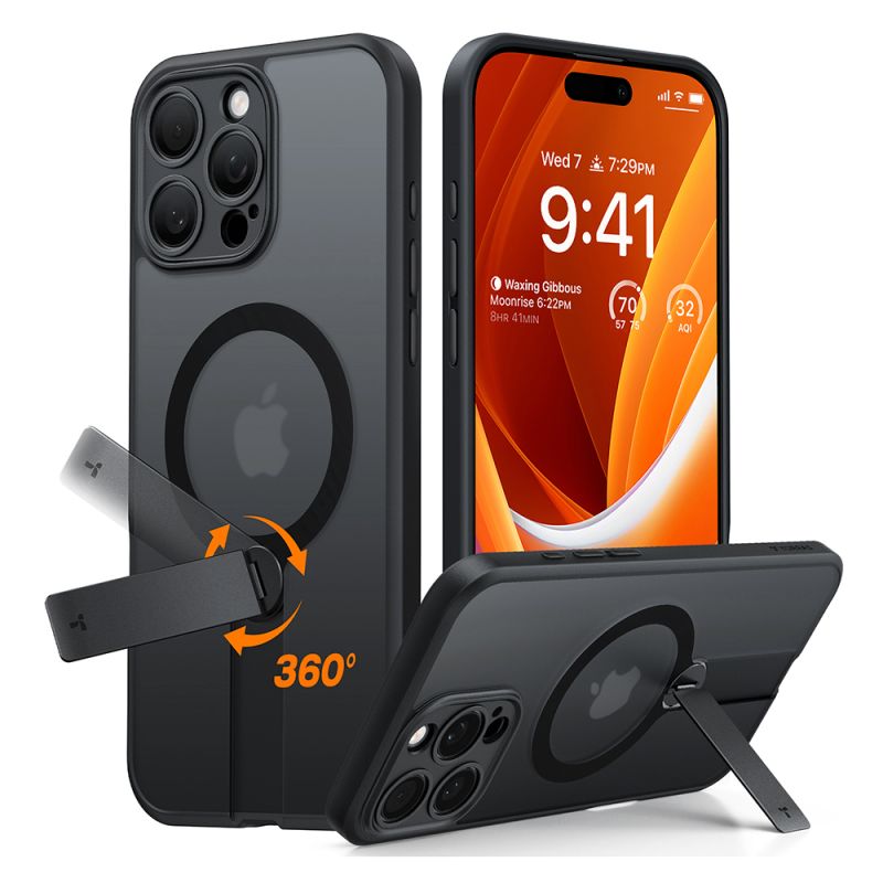 Husa pentru iPhone 16 Pro - Torras Pstand Spin MagSafe - Black