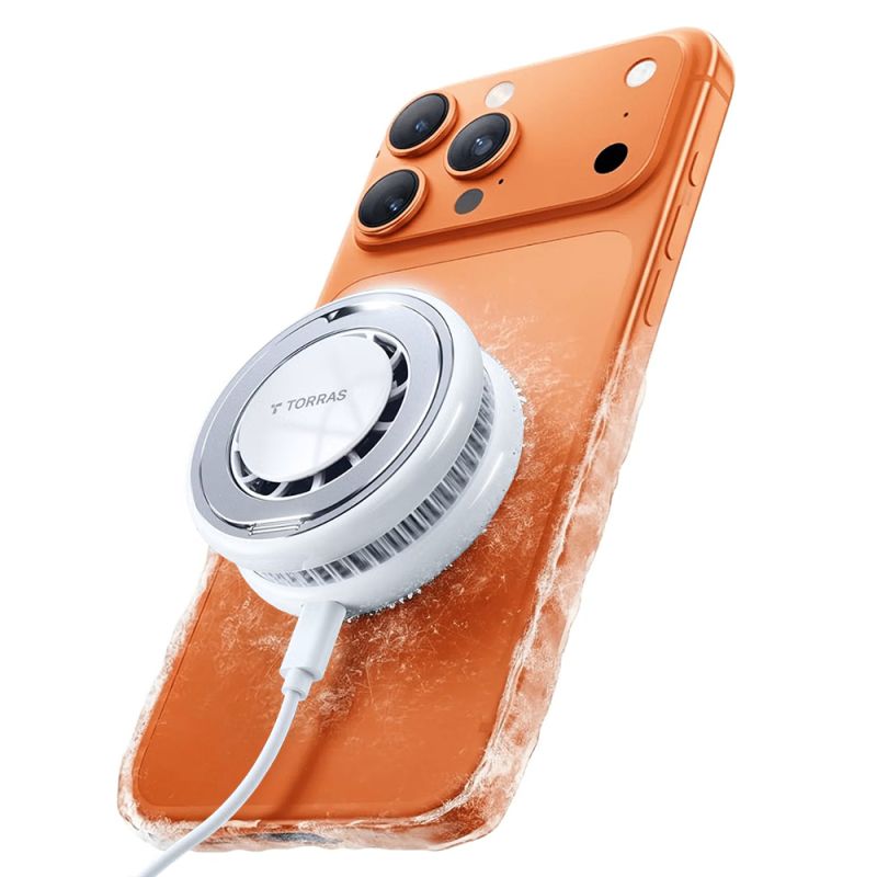 Incarcator fara Fir cu Inel pentru Telefon, Cooling Technology, Qi2, Type-C, 15W, 1.5 - Torras PolarCircle - White