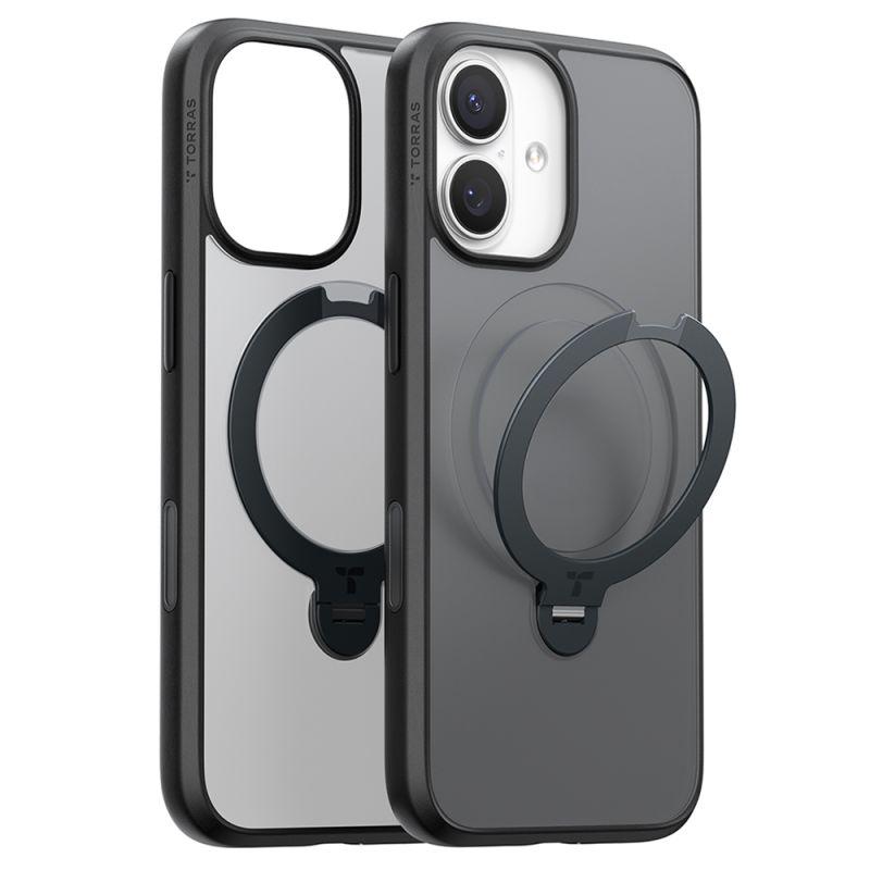 Husa pentru iPhone 17 - Torras Ostand Spin MagSafe Series - Black