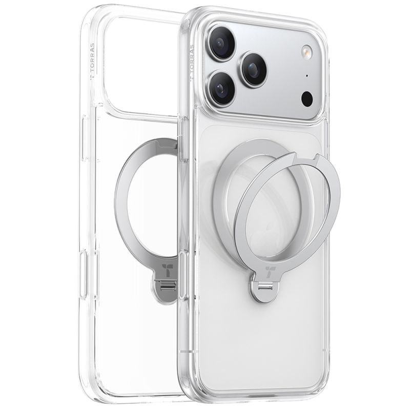 Husa pentru iPhone 17 Pro - Torras Ostand Spin MagSafe Series - Clear