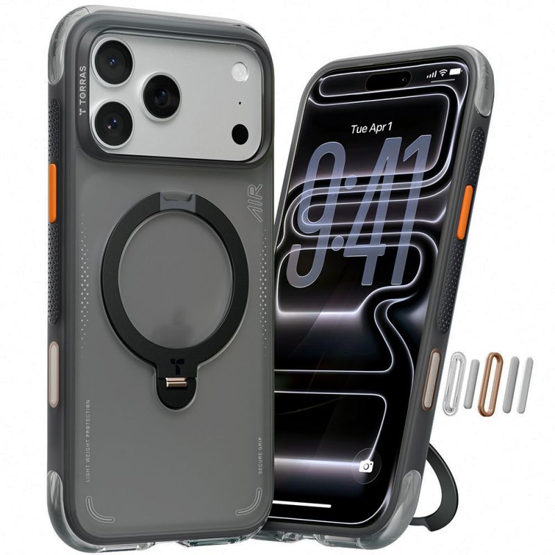 Husa pentru iPhone 17 Pro - Torras Ostand Spin Air Series - Shadow Black
