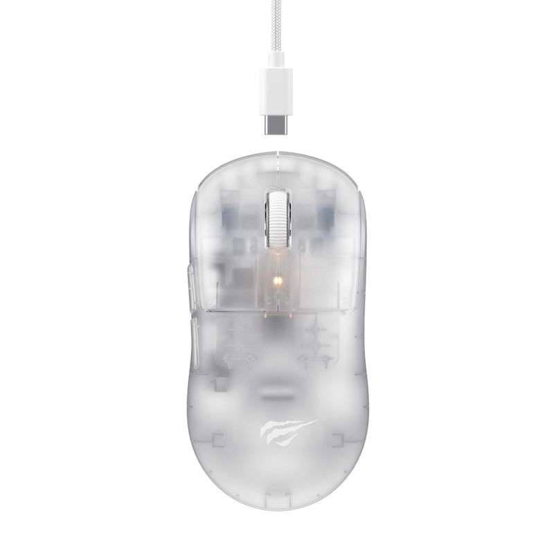 Mouse Fara Fir 2.4GHz, 300mAh, 800/1600/2400/3200/6400/12000 DPI - Havit (MS970WB Pro) - Transparent White