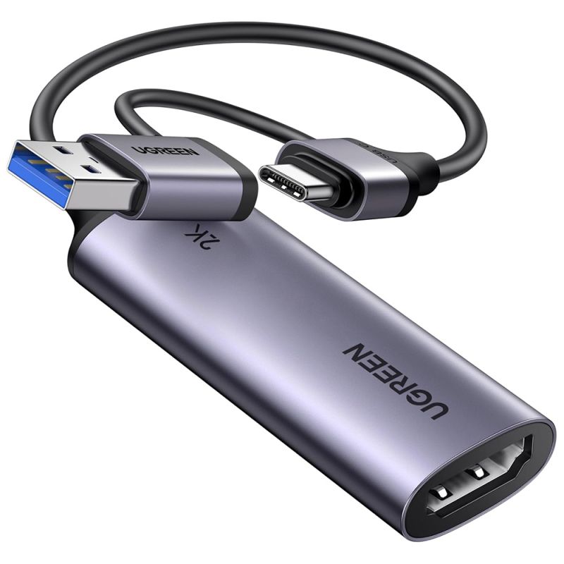 Placa de Captura Video Slim USB/Type-C la HDMI, 2K@30Hz, 5Gbps - Ugreen CM629 (15389) - Gray
