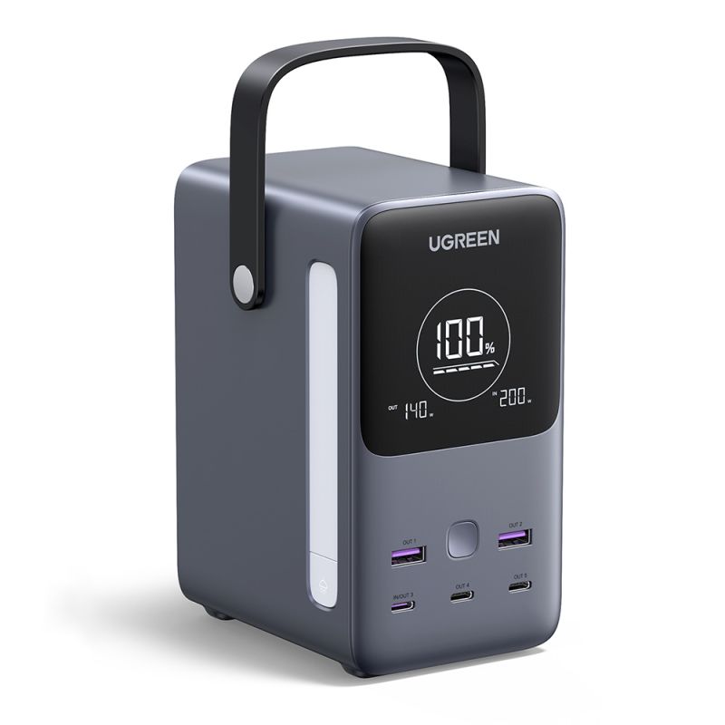 Baterie Externa cu Display Digital, 48000mAh, 2x USB, 3x Type-C, 300W, QC, PD, 5V/3A - Ugreen PB770 (25286) - Grey