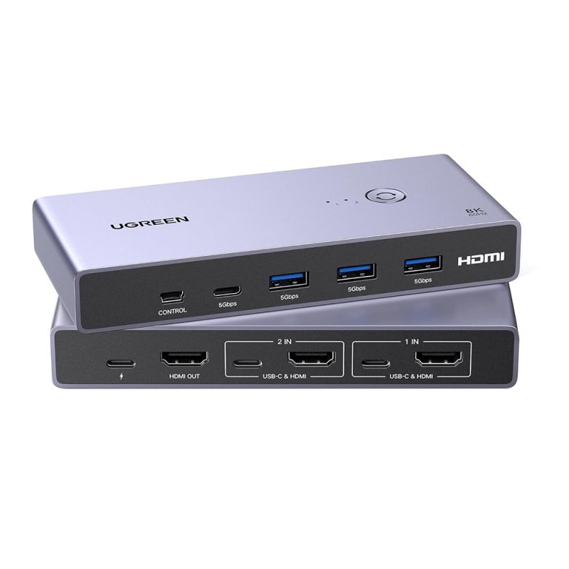 HDMI KVM Switch 2In 1Out, 8K, 5Gbps - Ugreen CM692 (25961) - Grey