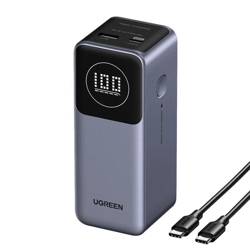 Baterie Externa 12000mAh, 100W, USB-C, USB, LCD - Ugreen PB724 (35526B) - Space Gray