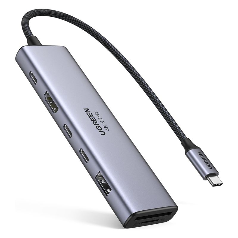 Hub USB-C la 3x USB-C, USB-A, HDMI, SD/TF Card, 10Gpbs, 4K@60Hz - Ugreen (45521) - Gray